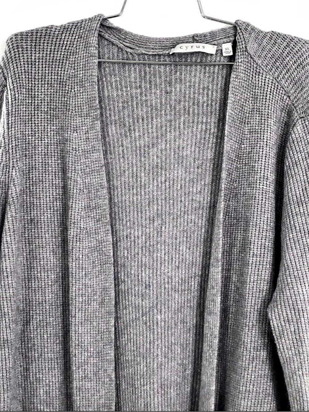 Cyrus Rib Knit Open Front Cardigan Gray - Picture 4 of 12